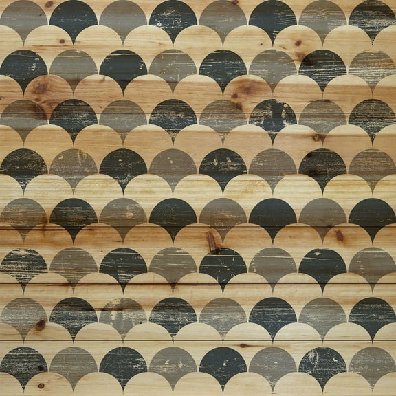 "Bubbles in Rows" Painting Print on Natural Pine Wood