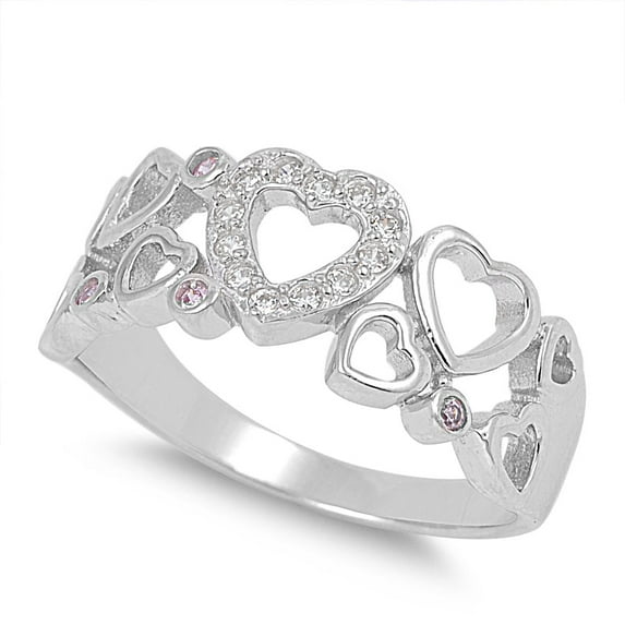 Bubbles of Hearts Cubic Zirconia Ring Sterling Silver 925