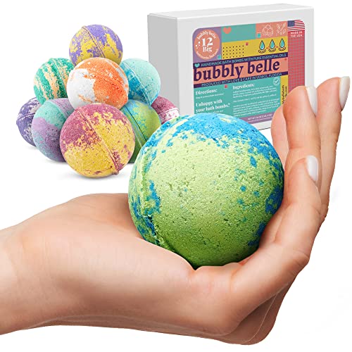 Bubbly Belle Bath Bombs XL Gift Set, 12 Large Handmade Aromatherapy