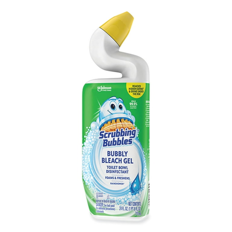 Bubbly Bleach Gel Disinfecting Toilet Bowl Cleaner, Rainshower Scent, 24 oz Bottle Bubbly Bleach Gel Disinfecting Toilet Bowl Cleaner, Rainshower Scent, 24 oz Bottle