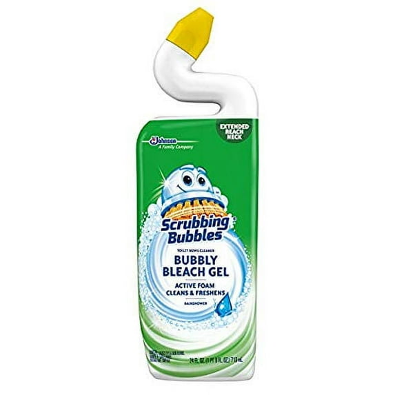 Bubbly Bleach Gel Toilet Bowl Cleaner, Rainshower, 24 oz (4 Pack)