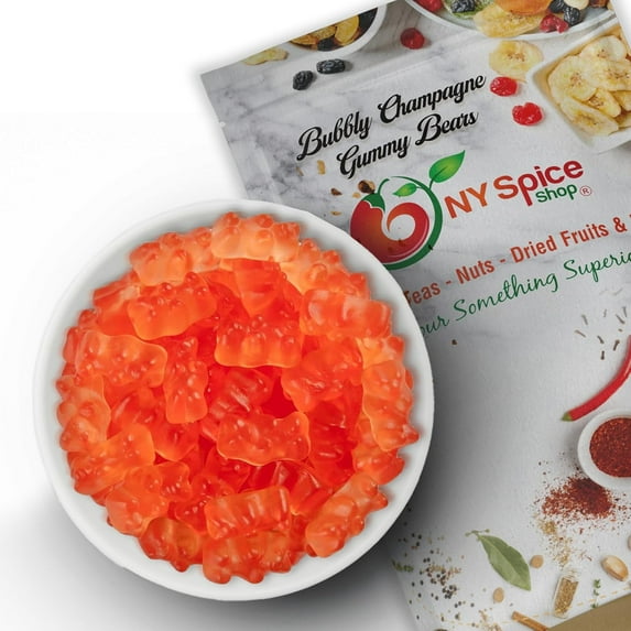 NY SPICE SHOP Bubbly Champagne Gummy Bears - 1 Pound - Sparkling Champagne Gummies - Golden Bubbly Bears - Celebration Gummy Treats - Fizzy Champagne Candy Bears - Bubbly Champagne Gummi Bears