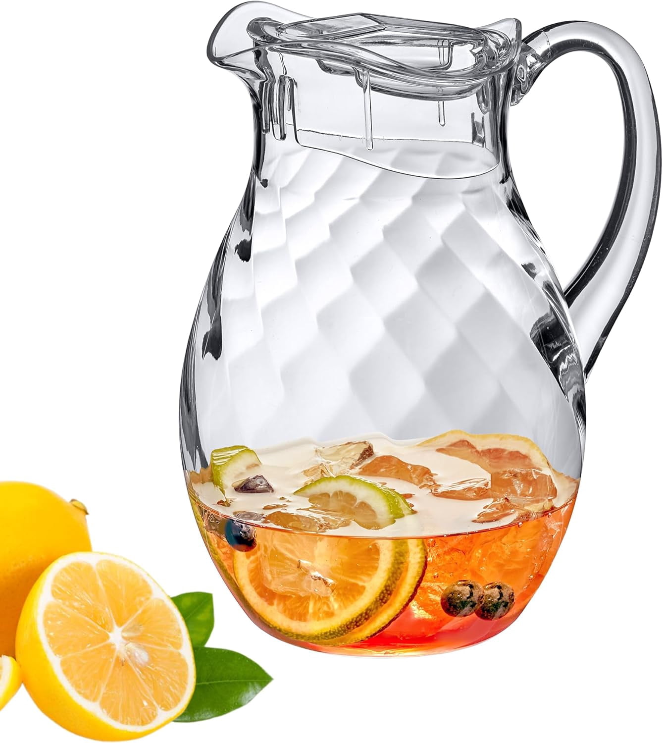 Bubbly Whirly - Plastic Pitcher (64 oz, 2 Quart), Clear Water Pitcher ...