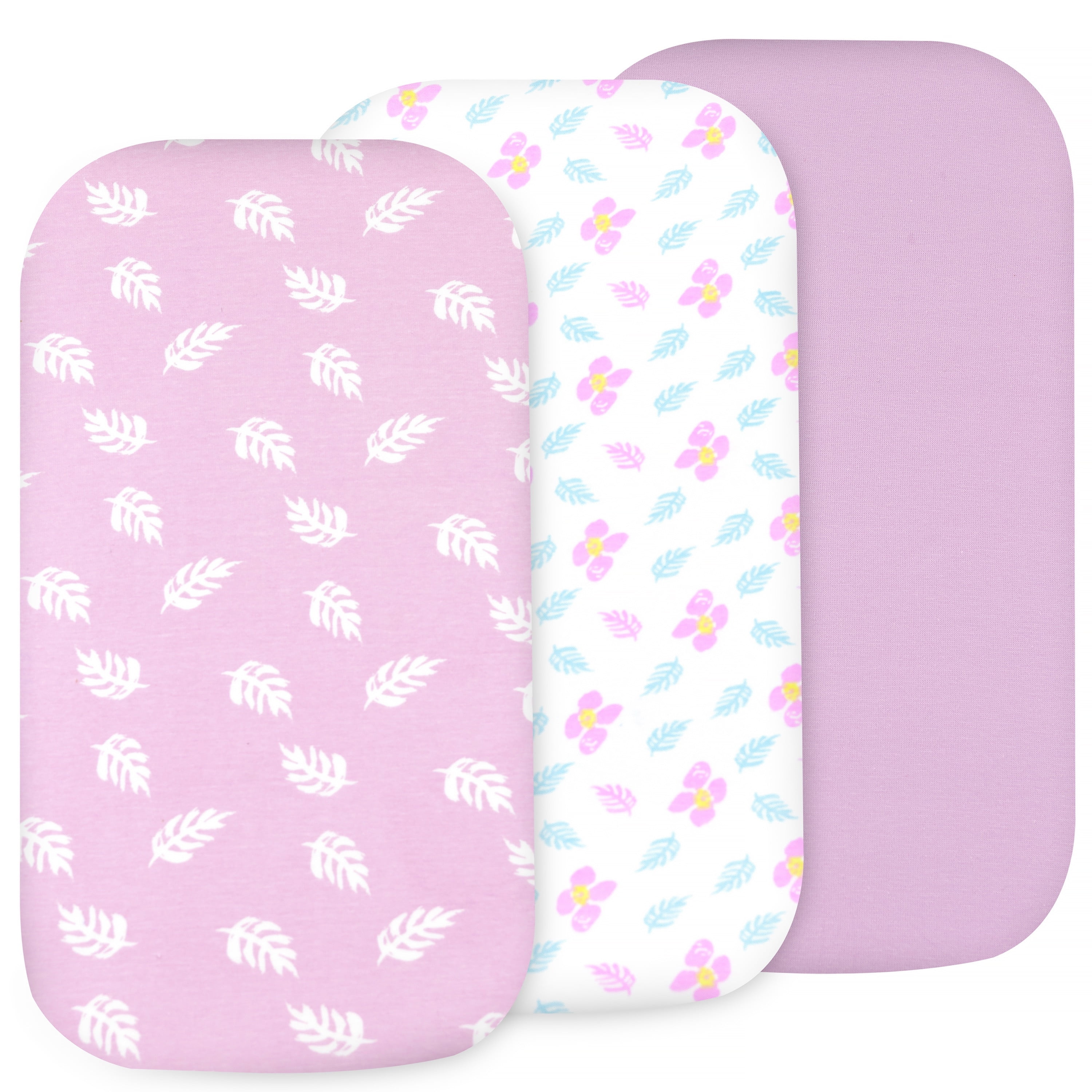 Bublo Baby 3-Pack Organic Cotton Bassinet Fitted Sheets, 32x16x4 – Fits Halo, Snoo, Graco, Dream On Me, Delta – Soft, Breathable Sheets for Oval, Hourglass & Rectangular Bassinet Pads