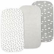 Bublo Baby 3-Piece 30 Thread Count Gray Jersey Cotton Bed Sheet Set, Bassinet
