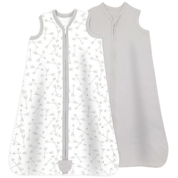 Bublo Baby Baby Wearable Blanket, Cotton Sleep Sacks for 6-12 Months, 2 Pack Unisex Sleeping Bag Sack, Medium Size, 2-Way Zipper, 0.5 Tog Breathable Cotton