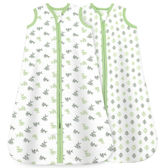 Bublo Baby Baby Wearable Blanket, Cotton Sleep Sacks for 6-12 Months, 2 Pack Unisex Sleeping Bag Sack, Medium Size, 2-Way Zipper, 0.5 Tog Breathable Cotton