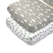 Bublo Baby Changing Pad Cover Sheets Set, 2 Pack, Universal Fitted Changing Table Covers for Boys and Girls, Comfortable Cozy Cradle Sheets, Breathable Soft Jersey Cotton, Fitted 32x15x5 Inches Pads,