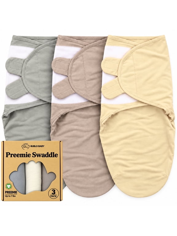 Preemie Swaddles 4-7 lbs - 3-Pack Premature Babies Swaddle Sleep Sack - Organic Cotton - Premature Infant Sleeping Sack - Easy Adjustable Baby Swaddle Blanket Wrap