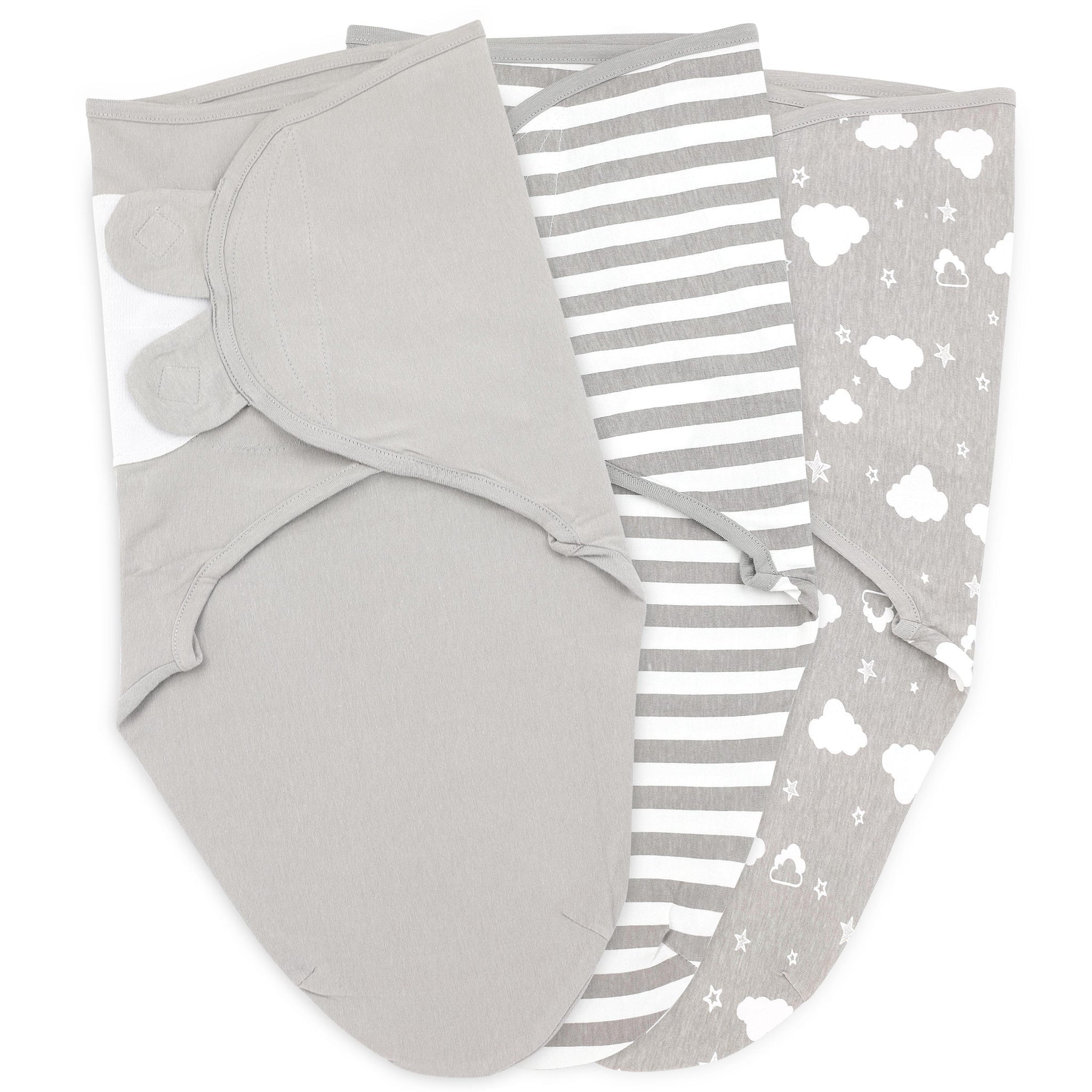 Silent Night Swaddle Wraps 0-3 Month Grey 3 Pack - Tesco Groceries