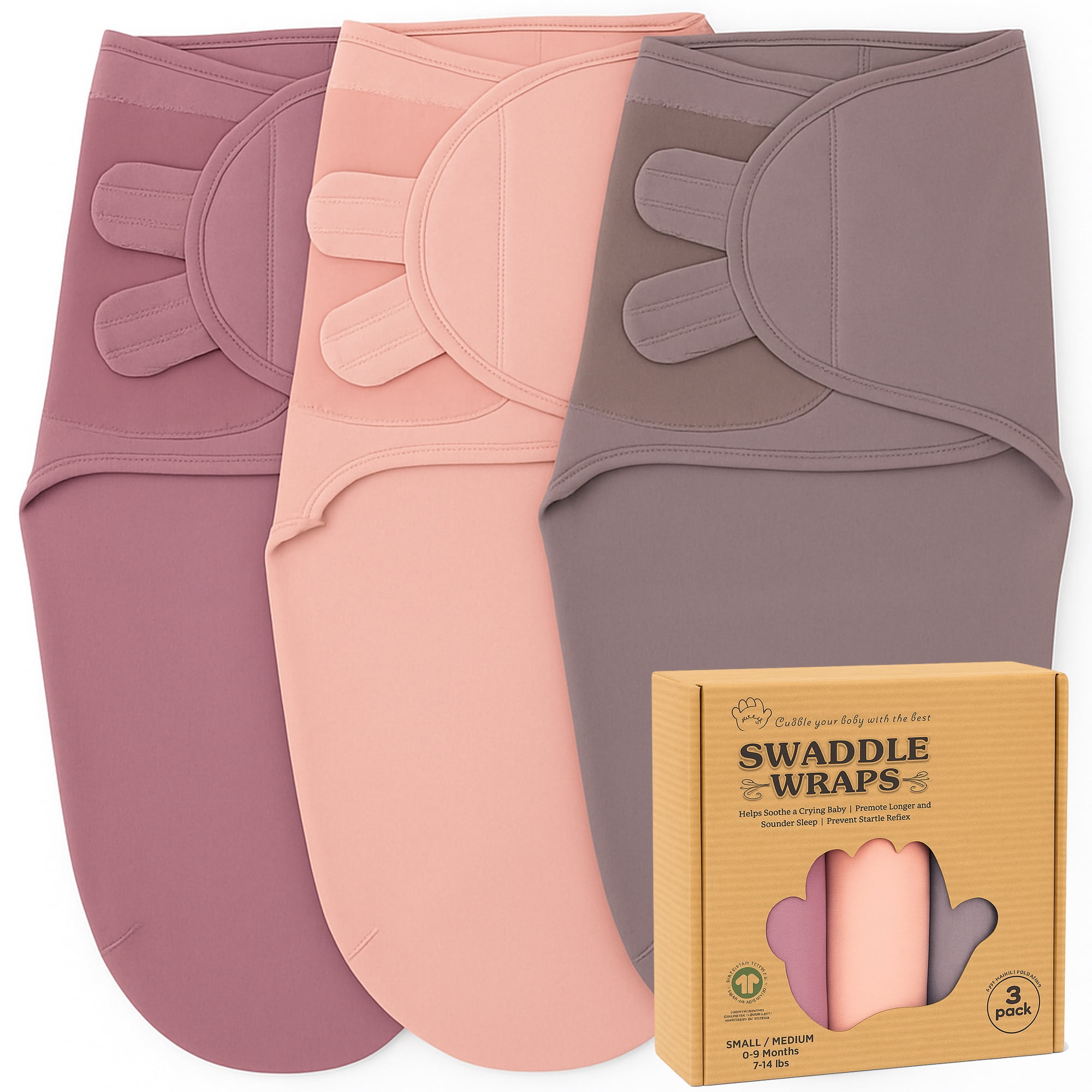 Bublo Baby Swaddles for Newborns - 3 Pack Organic Baby Swaddles for 0-3 Months - Baby Swaddle Sleep Sack - Infant Sleeping Swaddle sack – Adjustable Swaddle Blanket Wrap Girl