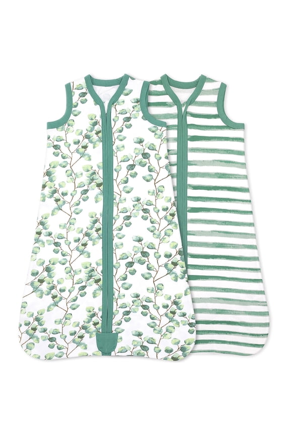 Wearable Blanket, Cotton Sleep Sacks for 3-6 Months, 2 Pack Unisex Sleeping Bag Sack, Small Size, 2-Way Zipper, 0.5 Tog Breathable Cotton