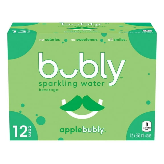 Bubly Apple Sparkling Water Beverage, 12x355ml cans, 4.26L/144 oz