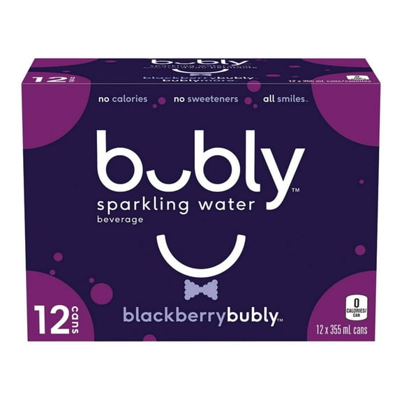 Bubly Blackberry Sparkling Water Beverage, 12x355ml cans, 4.26L/144 oz