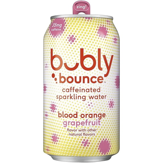 Bubly Bounce Caffeinated Sparkling Water, Blood Orange Grapefruit, 12oz (Pack of 12)