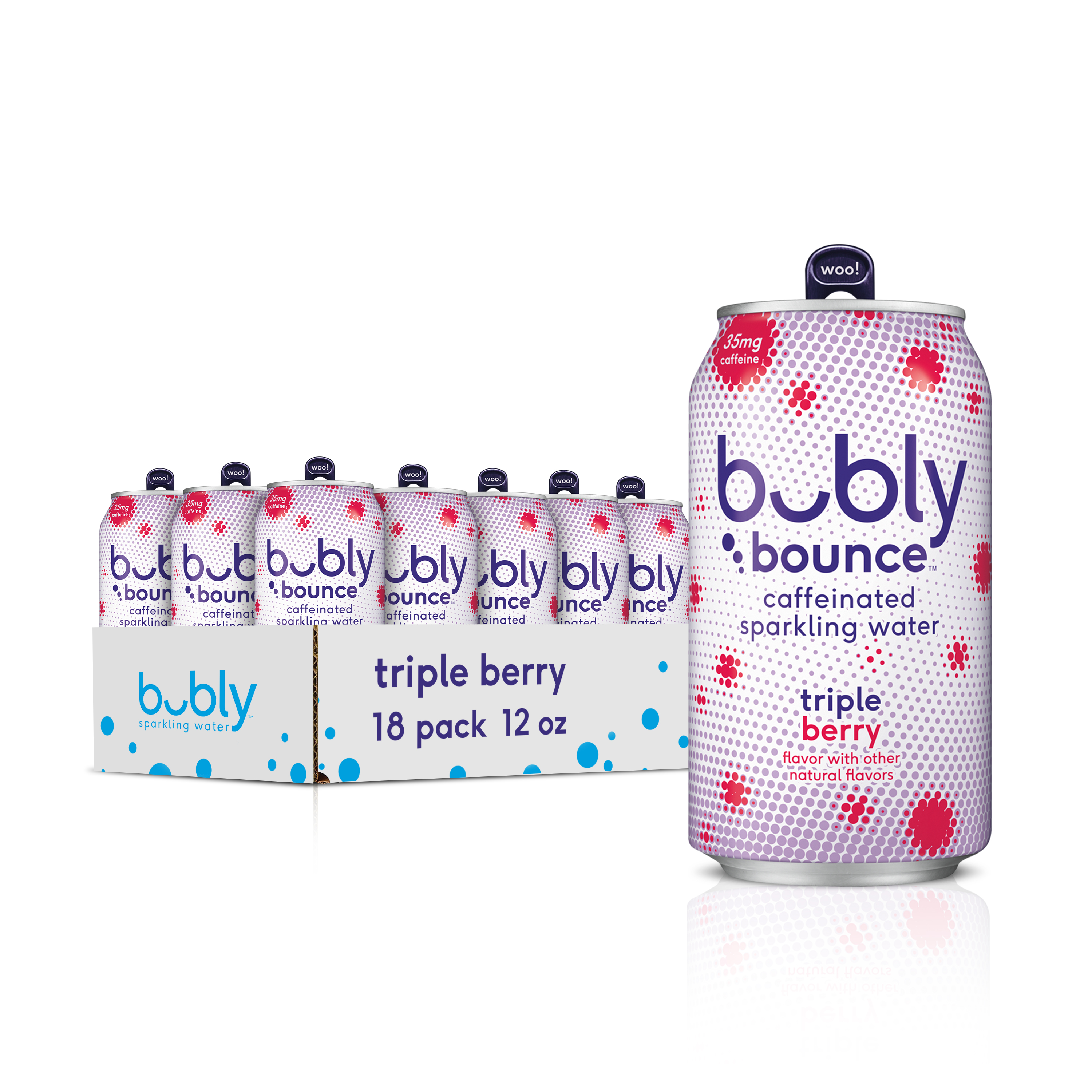 Bubly Bounce Caffeinated Triple Berry Flavored Sparkling Water, 12 oz