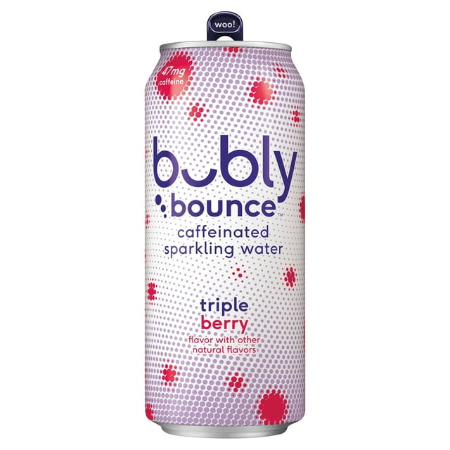 Bubly Bounce Caffeinated Triple Berry Sparkling Water, 16 fl oz, Can