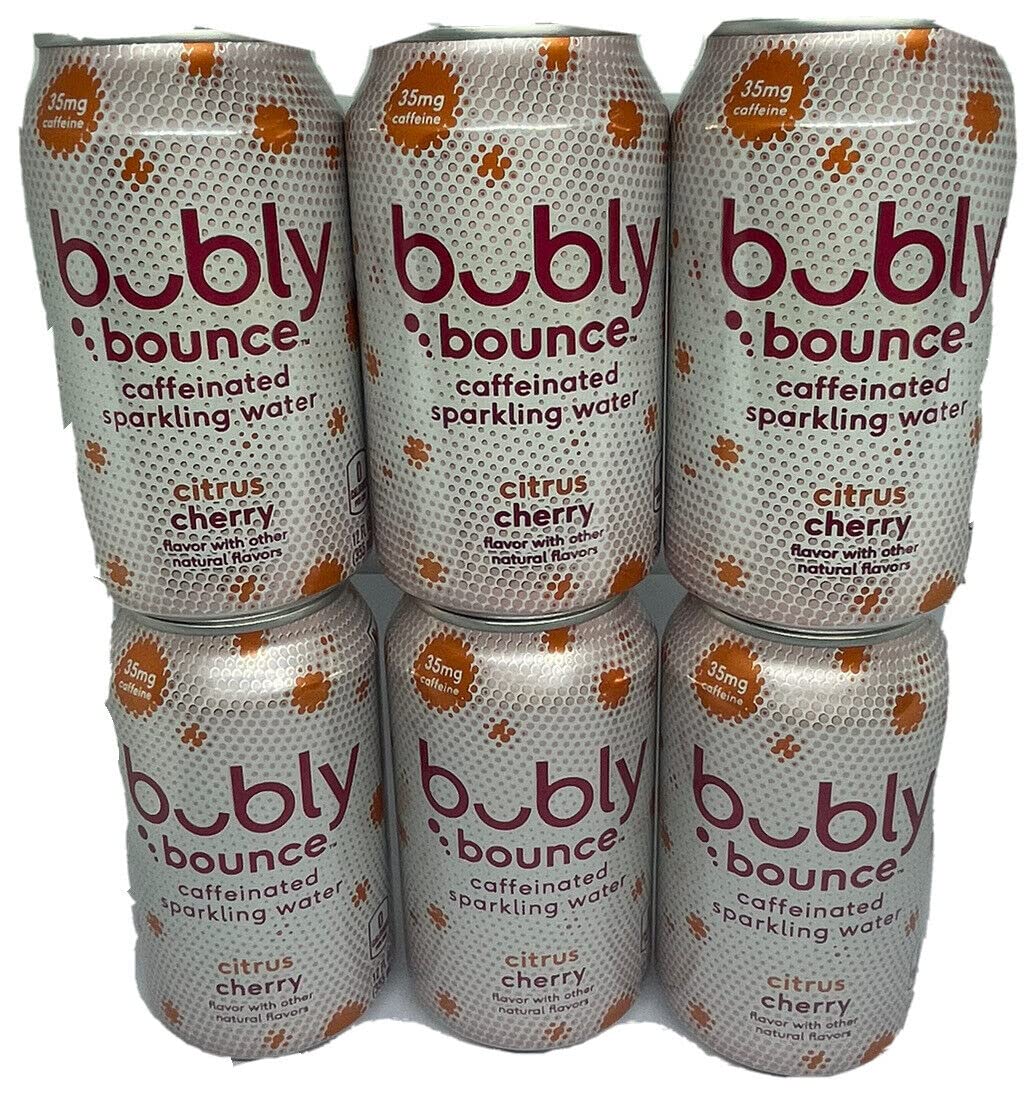 Bubly Bounce Bubly Citrus Cherry, Caffeinated Sparkling Water, Pack Of