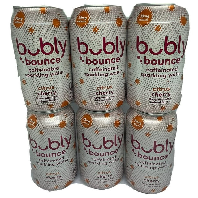 Bubly Bounce Bubly Citrus Cherry, Caffeinated Sparkling Water, Pack Of