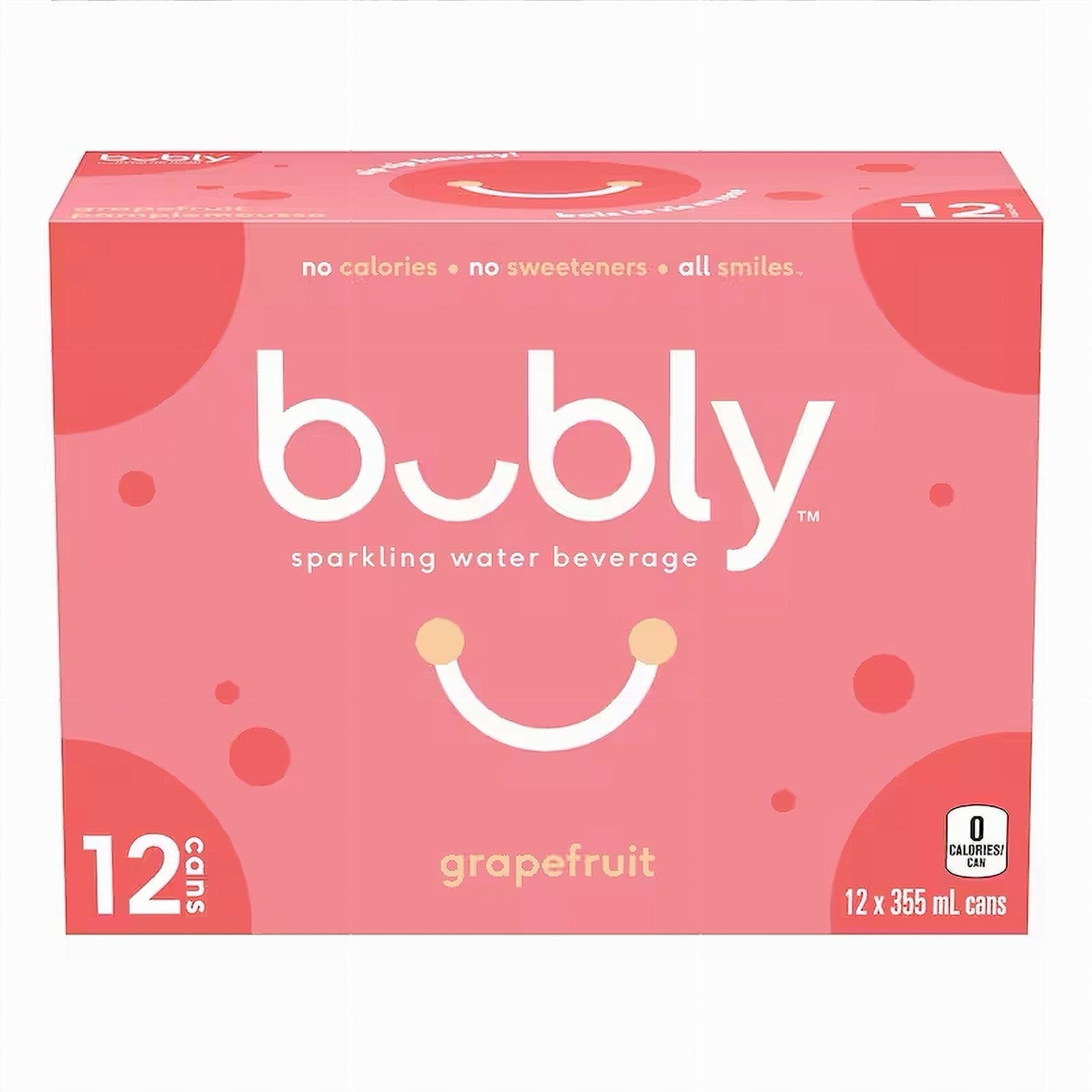Bubly Grapefruit Sparkling Water Beverage, 12x355ml cans, 4.26L/144 oz