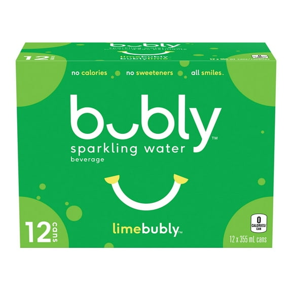 Bubly Lime Sparkling Water Beverage, 12x355ml cans, 4.26L/144 oz