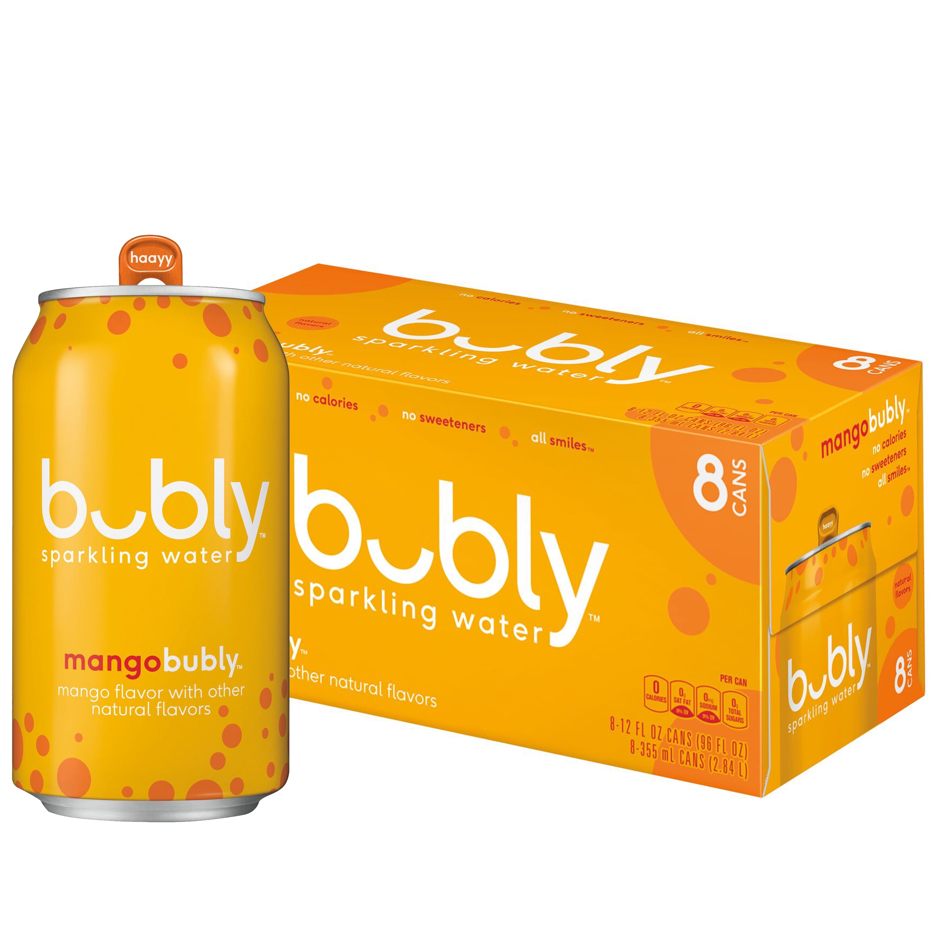 Bubly Mango Sparkling Water, 12 fl oz, 8 Pack Cans