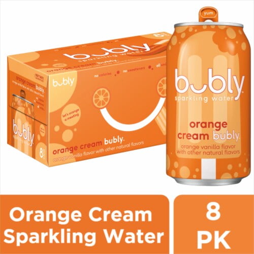 Bubly Orange Cream Flavored Sparkling Water Cans 8 pk / 12 fl oz - Pack of 2