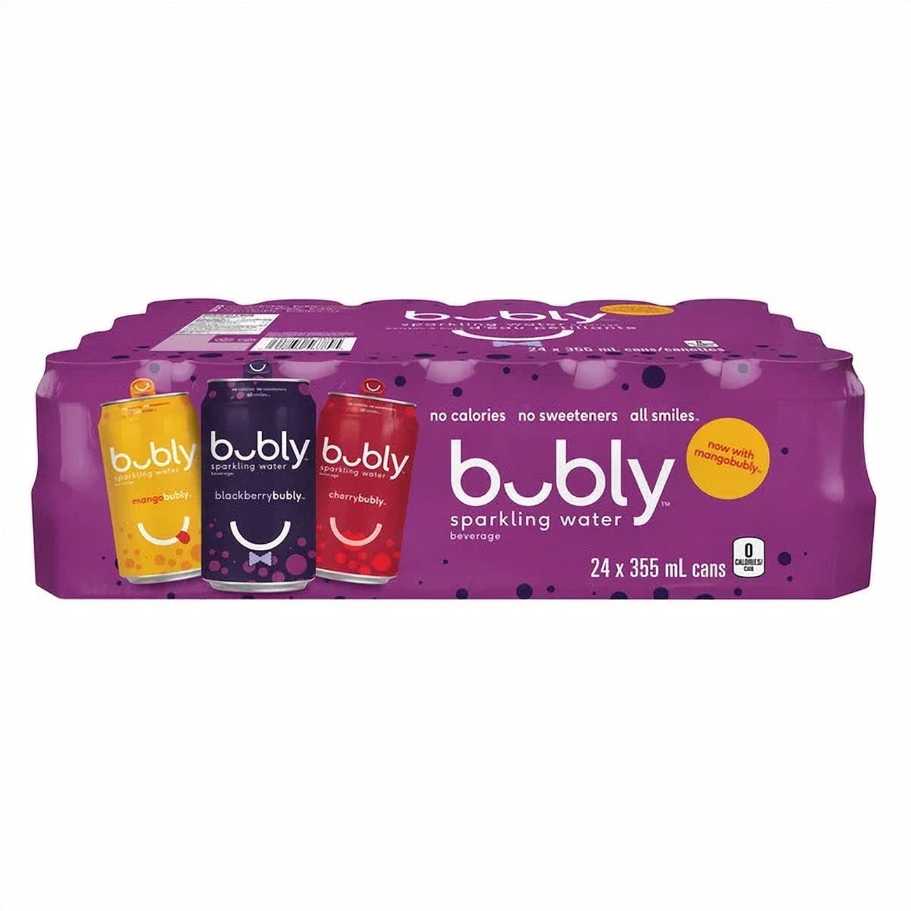 Bubly Sparkling Water Variety Pack, Mango, Blackberry, Cherry 24x355ml