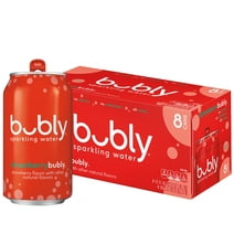 Bubly Strawberry Sparkling Water, 12 fl oz, 8 Pack Cans