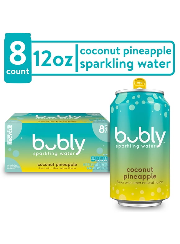 bubly Summer Coconut Pineapple Sparkling Water, 12 Fl Oz, 8 Pack Cans