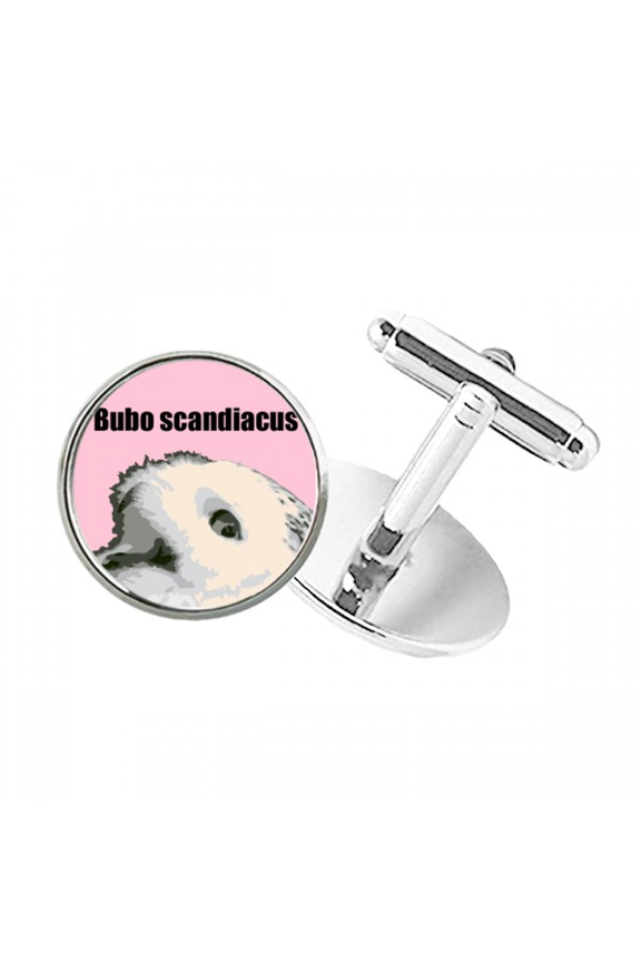 Bubo Scandiacus Bird White Round Button Cuff Clip Stud Cufflinks
