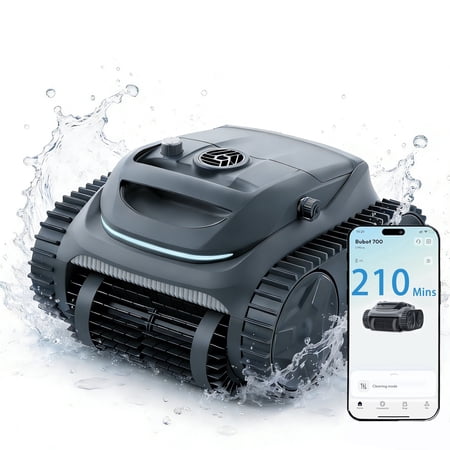 Bubot 700 Pool Cleaner Robot, Robotic Cordless Pool Vacuum w/Superior Suction, 210-Min Runtime Triple Motors, Smart Navigation, APP Control(grey)