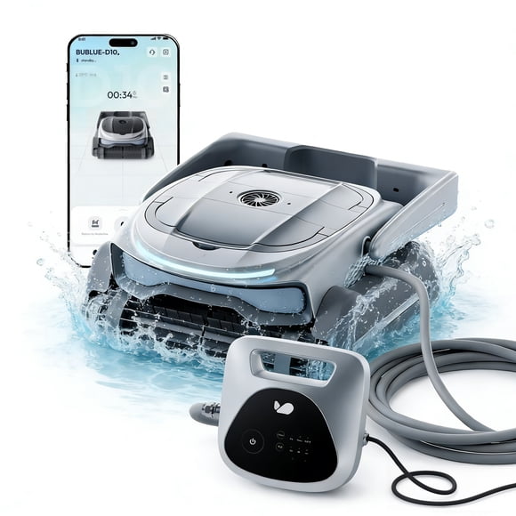 Bubot 800P Smart Automatic Robot Pool Cleaner - No Charging, AI Navigation,50 ft Power Cord 150W Triple-Motor Super Suction, App Control, Cleans All 1076 Sq Ft Inground Pools, 2-Year Warran