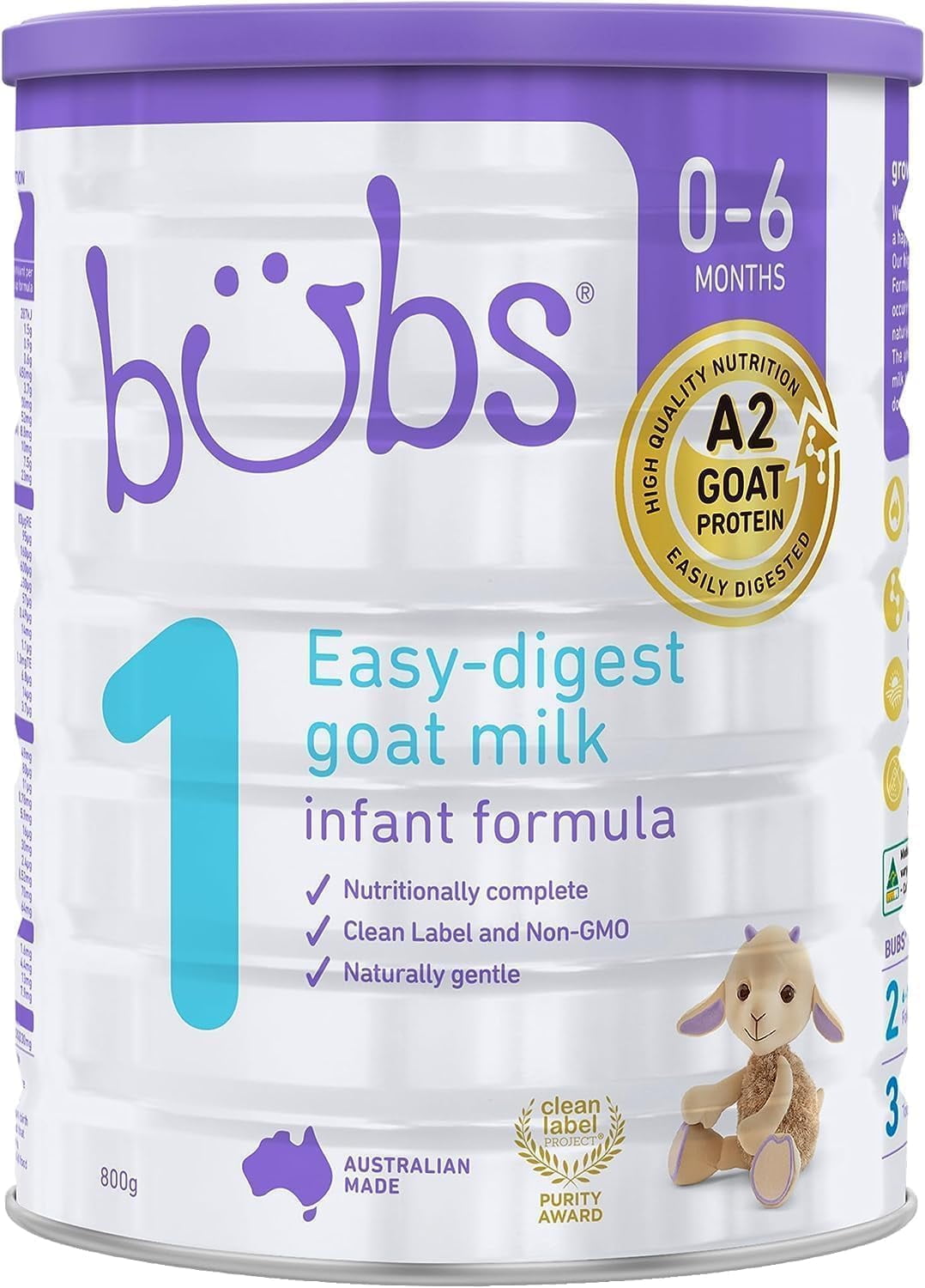 Bubs Goat Milk Infant Formula Stage 1, Infants 06 months, Made with Natural Goat Milk, 28.2 oz