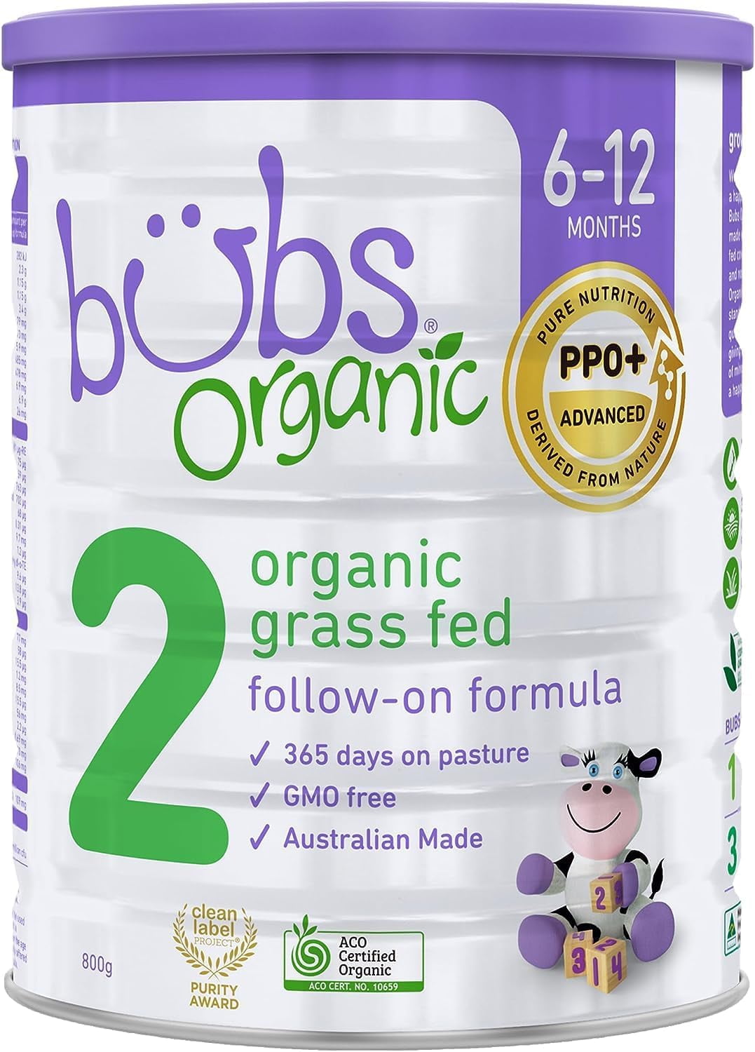 Bubs Organic Grass Fed FollowOn Formula Stage 2, Infants months, Made