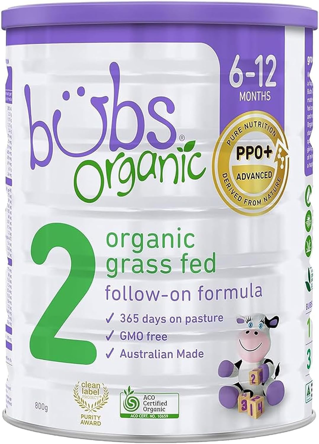 with Stage Formula Fed 28.2 Grass Made Organic Non-GMO Bubs months, Infants Follow-On Oz Milk, 2, Organic