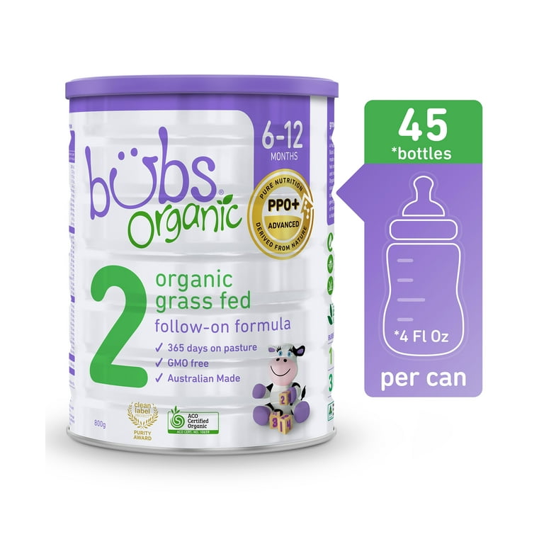 もらって嬉しい出産祝い Bubs Organic® (6 800g 2, Stage Formula Follow-on Fed Grass ミルク