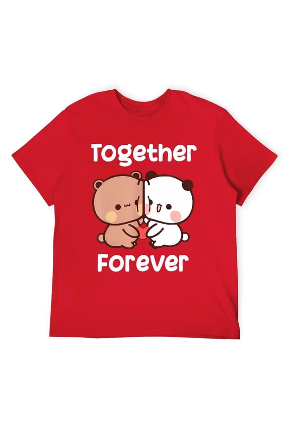 Bubu And Dudu Couple T-Shirt, Matching Lovers Graphic Tee, Cute Pair Gift Set Red-style L