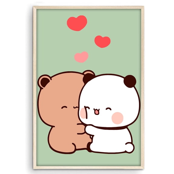 Bubu And Dudu Poster Cute Panda Hug Wall Art For Romantic Modern Decor