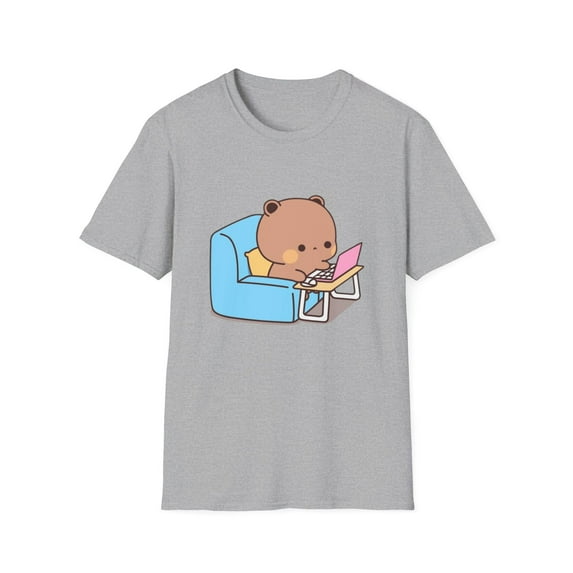 Bubu Working On Laptop Unisex Softstyle T-Shirt