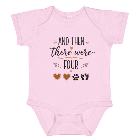 Bubvorie And Then There Were Four Baby Onesie, Pregnancy Announcement Baby Bodysuit, Infant Shirt for Baby Girl and Newborn Baby Gift