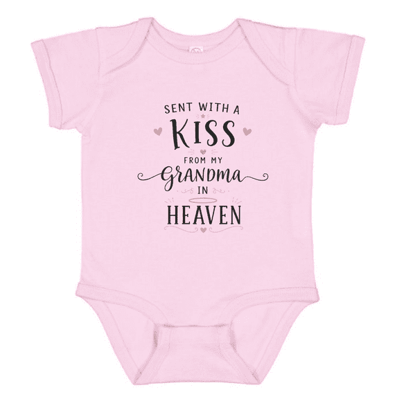 Bubvorie Sent with a Kiss from Grandma in Heaven Baby Onesie, Memorial Baby Bodysuit, Infant Shirt for Baby Girl, Sympathy Baby Gift