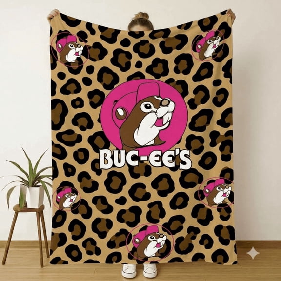 Buc-ee's Leopard Blanket, Leopard Print Throw, Wild Animal Graphic, Cozy Home Decor, Cute Fan Gift
