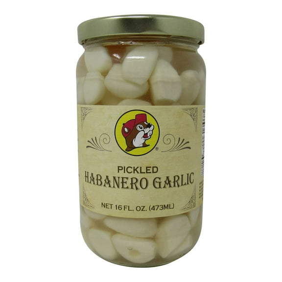 Buc-ee's Pickled Habanero Garlic in a Resealable Jar, Gluten Free, No High Fructose Corn Syrup, 16 Fl Ounces