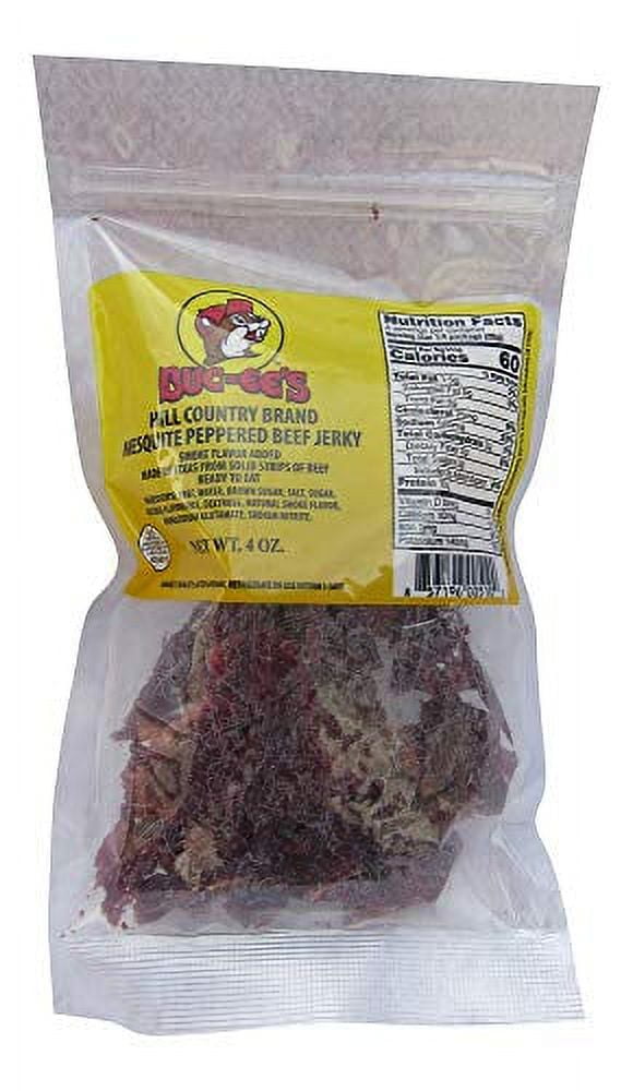 Bucees Texas Hill Country Brand Mesquite Peppered Beef Jerky in Resealable Bag (One Bag, 4