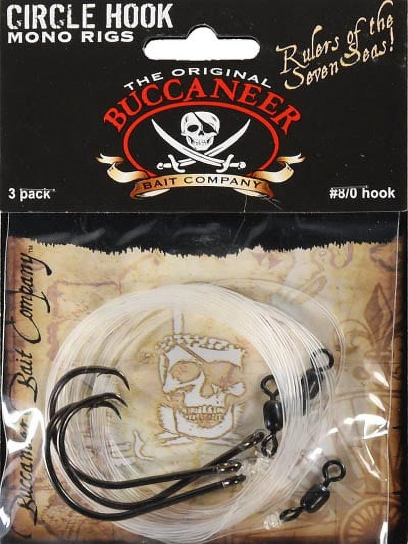 Buccaneer Cirlce Hook Monofiliment Rig, Size 8/0, 3 Count