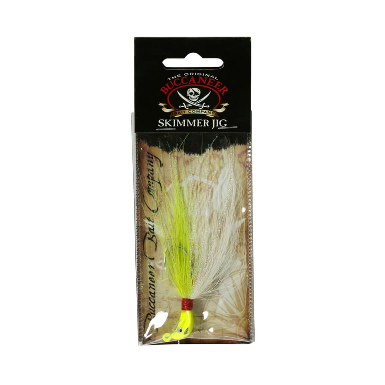 Buccaneer Saltwater Skimmer Jig, Chartreuse, White, 1/4 oz