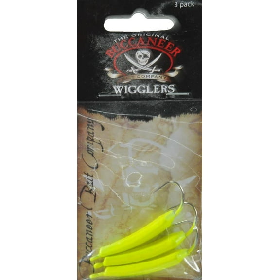 Buccaneer Wiggler Jig Fishing Lure, Chartreuse, 3/8 oz, 3 Count