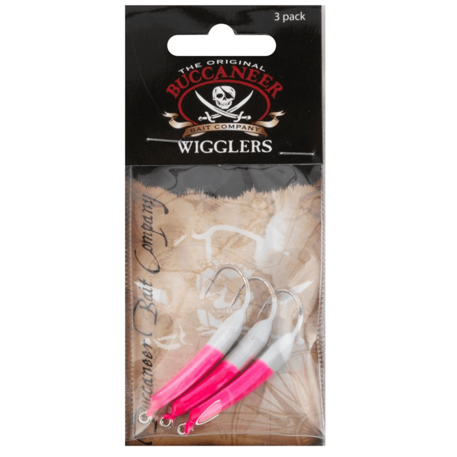 Buccaneer Wiggler Jig Fishing Lure 3/8 oz. – Pink and White, 3‑Count
