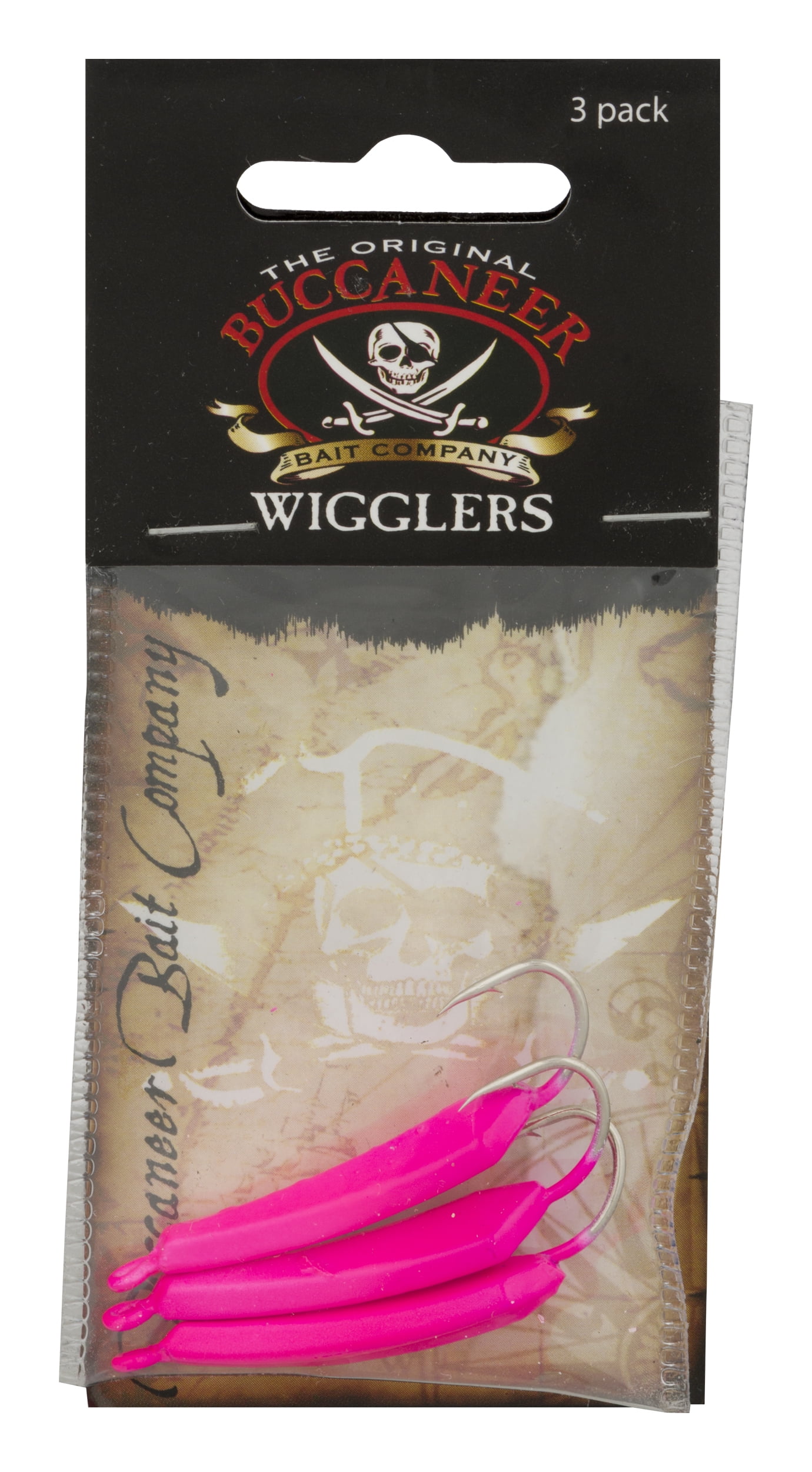 Buccaneer Wiggler Jig Fishing Lures for Bass with Stinger Hook Pink 3/8 oz, 3 Count